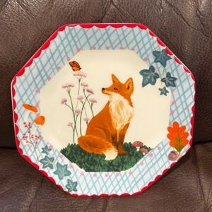 Woodland Fox Octagonal Shaped Decorative Plate